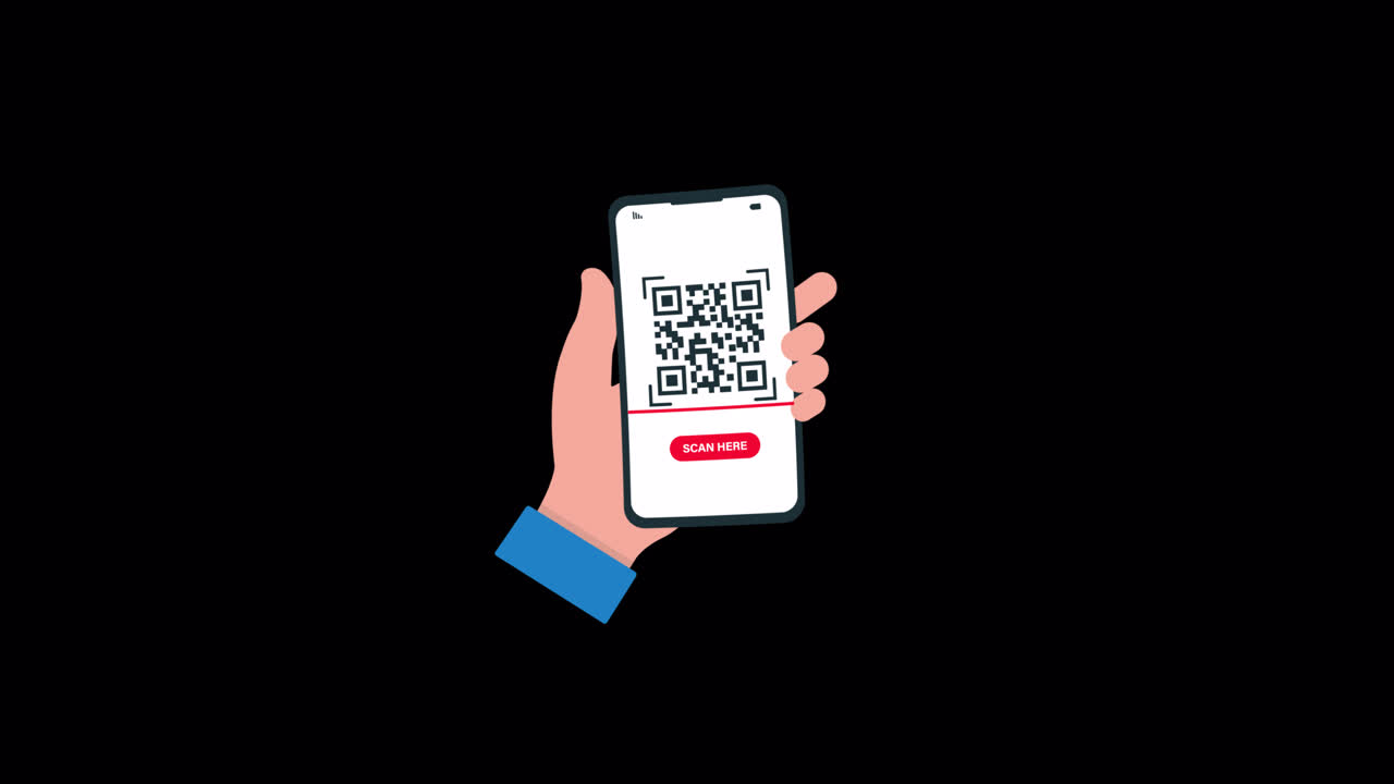 Animated Hand Holding Smartphone Scanning QR Code