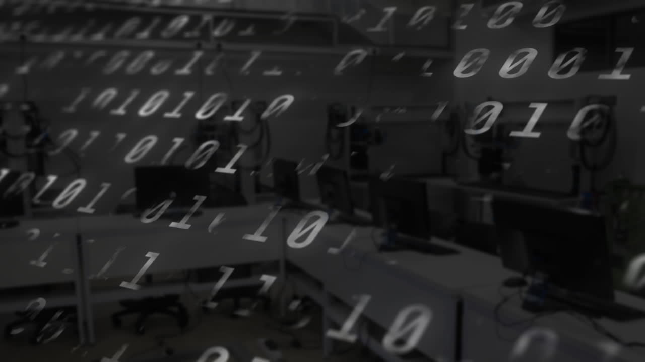 composición digital de codificación binaria procesamiento de datos digitales contra la oficina vacía