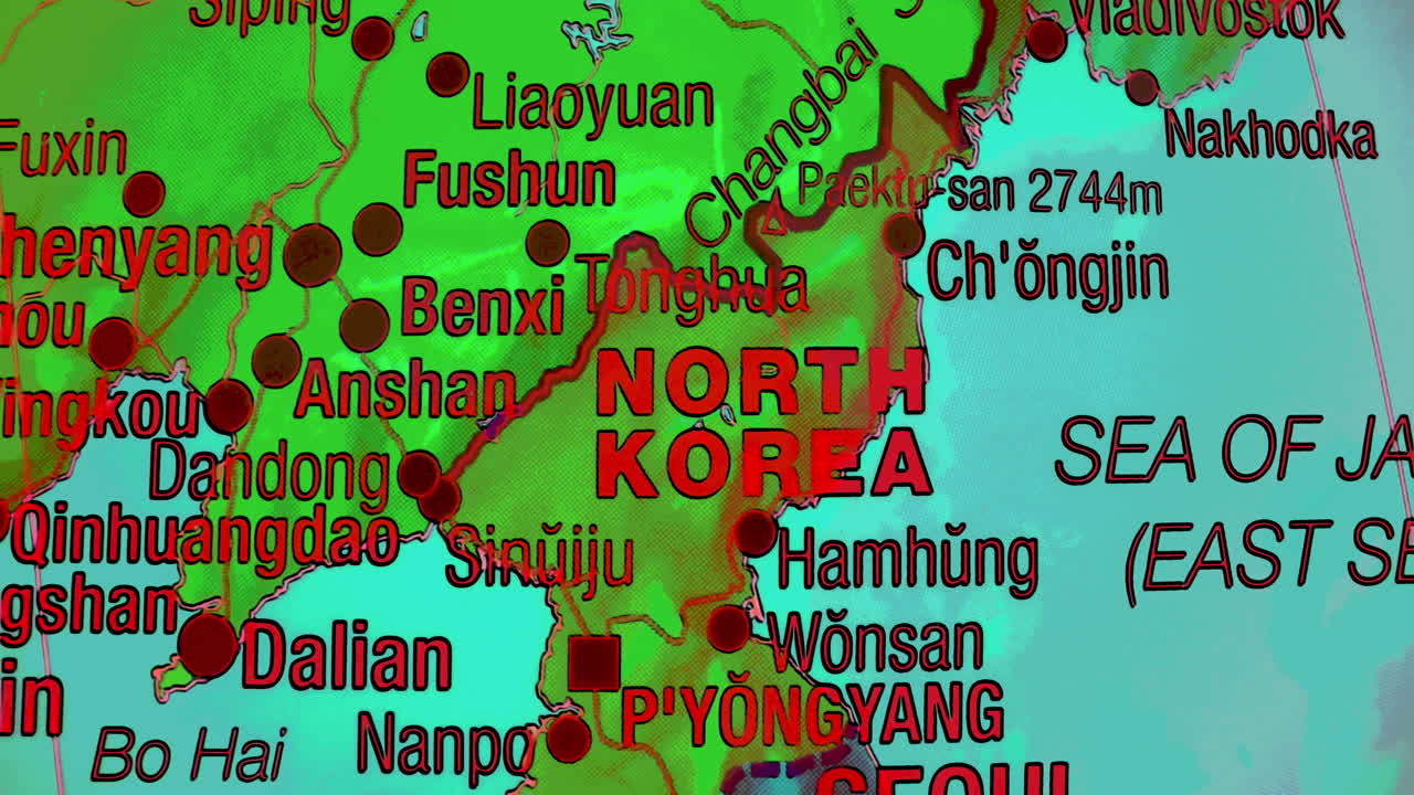Map of North Korea and Surrounding Regions in East Asia
