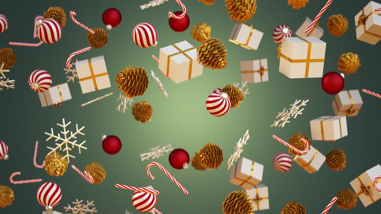 fondo de navidad y año nuevo bucle sin costuras animación de renderizado 3d