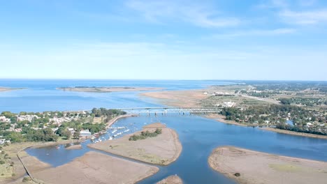 city scape- bridge view from water the drone flying over the water river in santa lucia