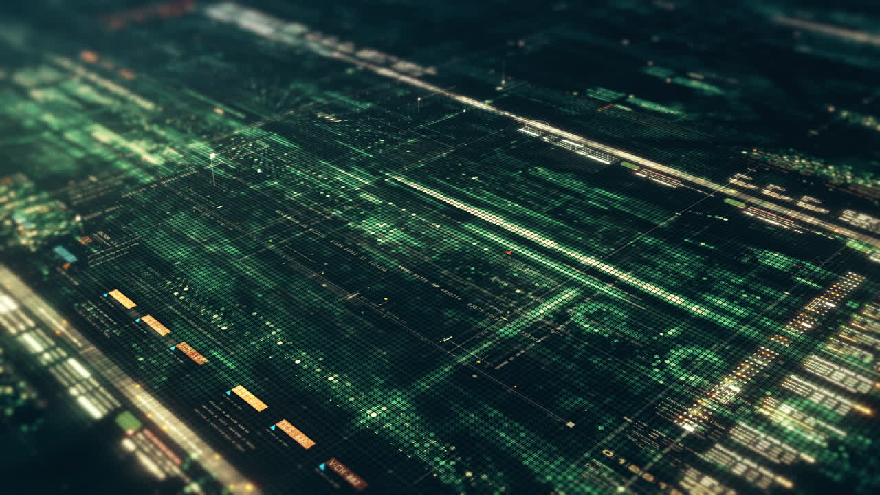 matriz de datos de desenfoque abstracto futurista, meta, metaverso, telemetría y visualización de números cifrados con simulación de partículas en el entorno del ciberespacio para el fondo de visualización frontal