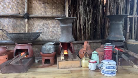 cooking equipment on clay stoves at countryside