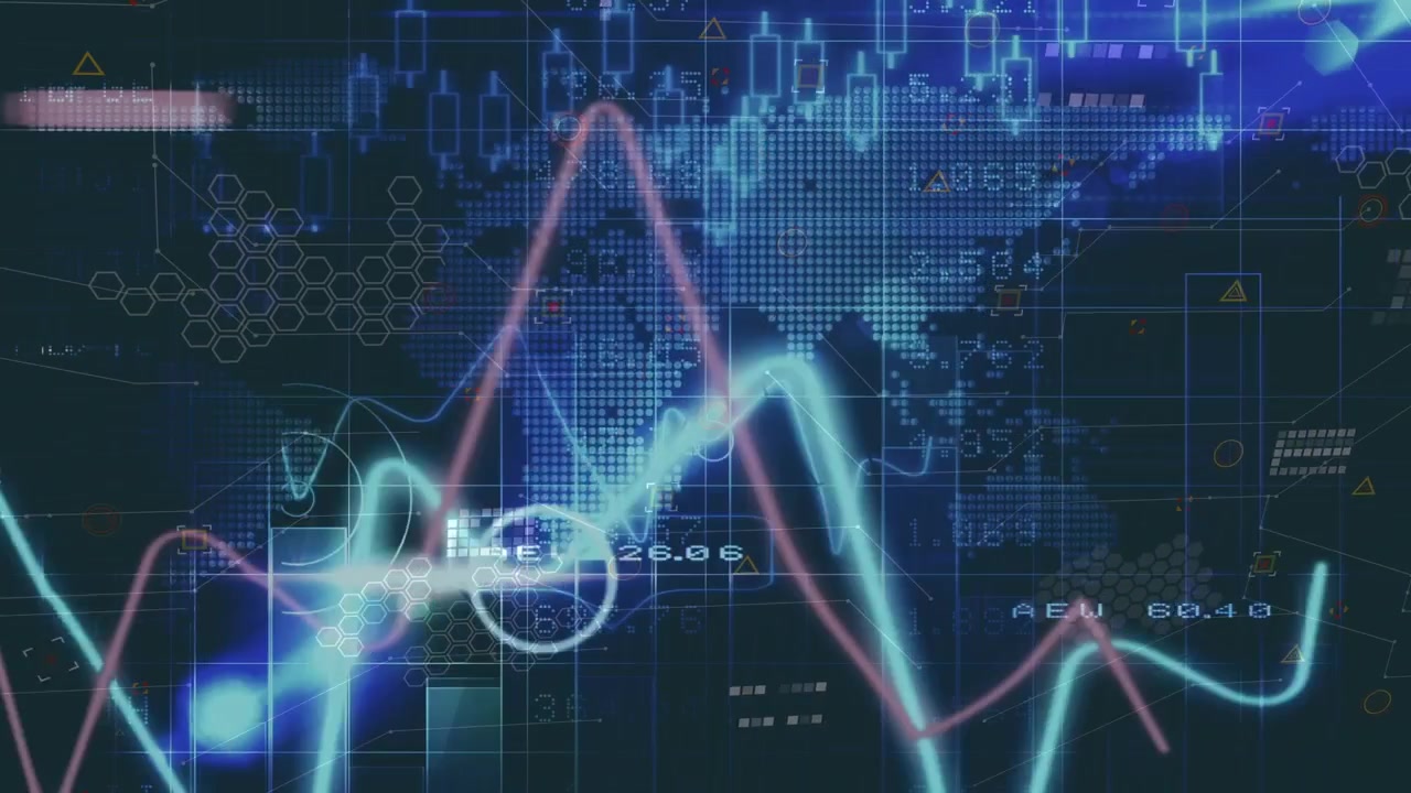Animation of data processing over world map