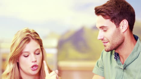 pretty couple arguing in a store