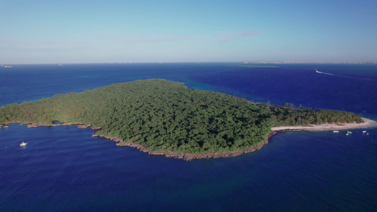 Aerial View of Mbudya Island at sunset in Dar Es Salaam, Tanzania