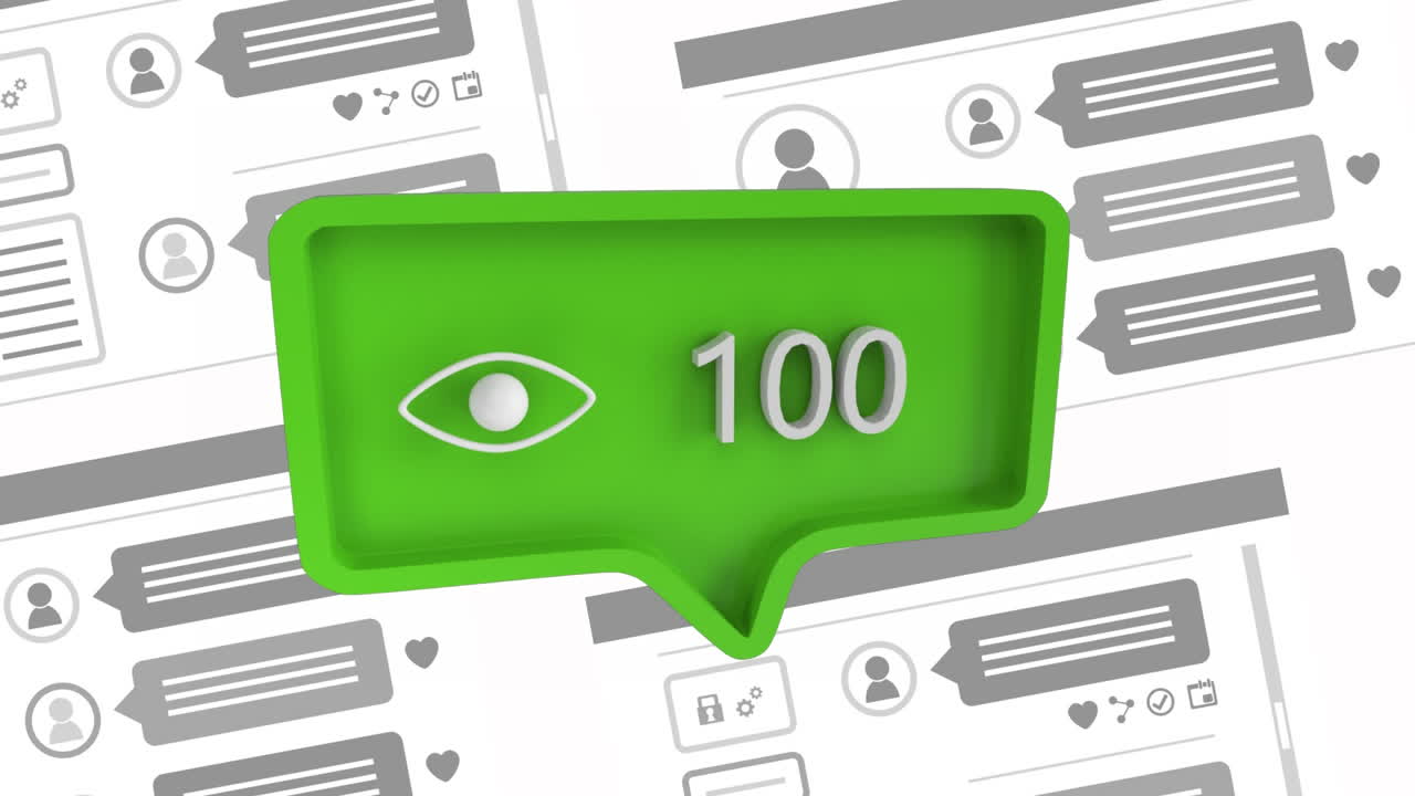 icono de ojo con un número creciente de recuentos para las redes sociales