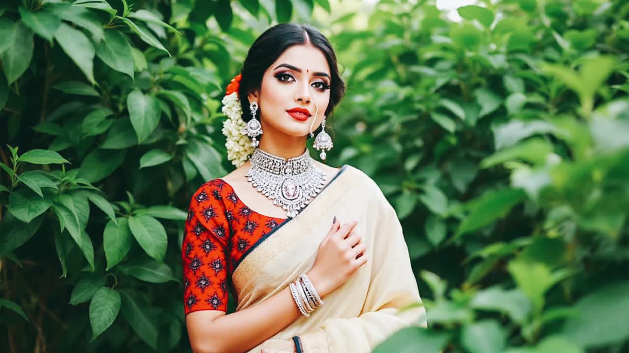 Beautiful Indian Woman in Traditional Saree