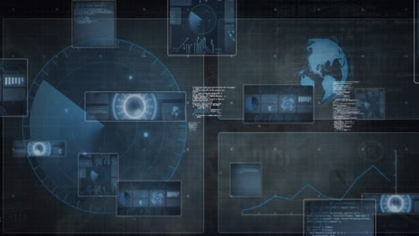 Animation-of-scopes-scanning-and-data-processing-over-dark-background