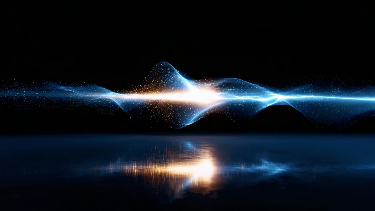 Dynamic Waves of Light and Reflection: A Stunning Display of Visual Energy Representing the Beauty of Motion and Radiance Against a Dark Background