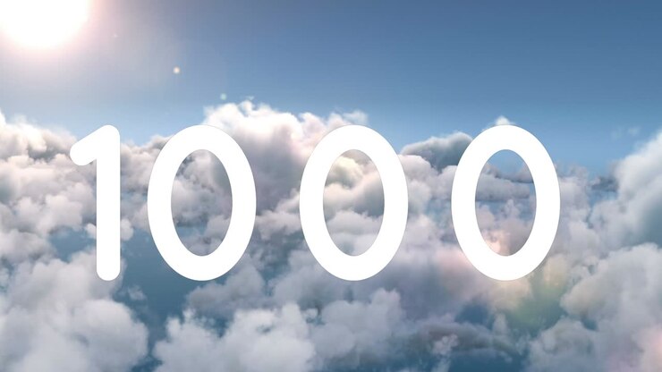 Animazione di numeri in crescita sopra nuvole e cielo