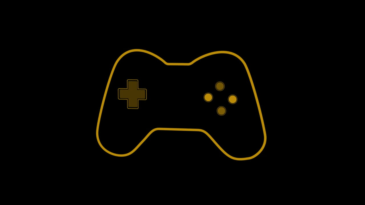 Animation of yellow video game logo
