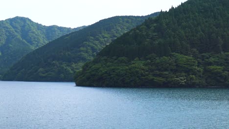 the view of traditional japanese ship in ashi lake