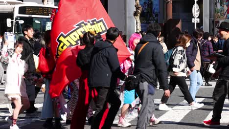 wedding couple encounters a protest in urban setting