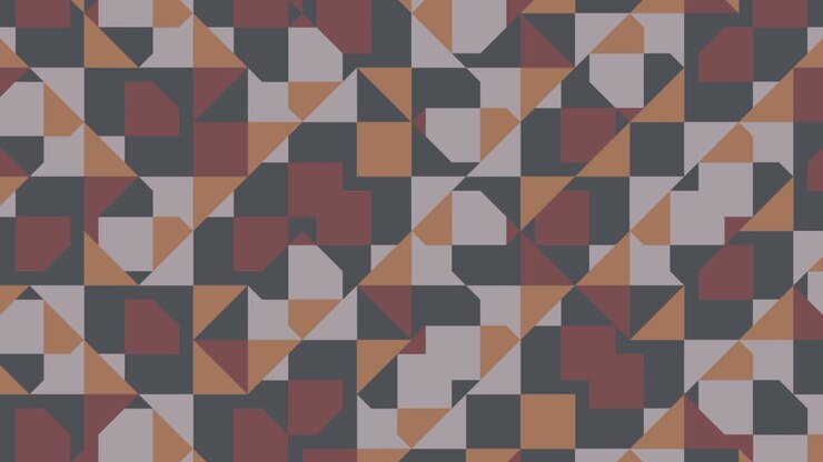 Abstract moving pattern with multicolor geometric shapes. Seamless geometric background with various dynamic tiles. Motion graphic background in a flat design with geometric elements