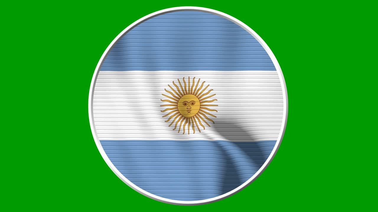 Argentina Circular Flag Loop - Realistic 4K flag waving in the wind