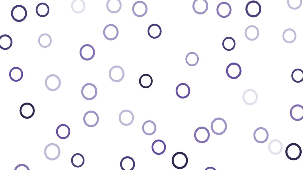 animación digital de múltiples formas circulares púrpuras contra un fondo negro