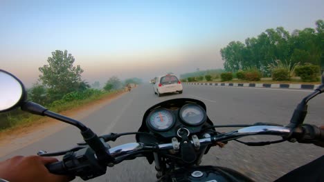 a wide angle shoot on a motorcyclist riding-2