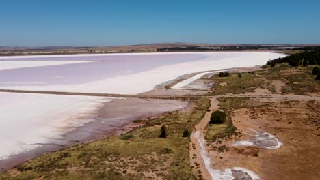 Aerial-drone-landscape-view-Lake-Bumbunga-Pink-Salt-Adelaide-Tourism-nature-travel-South-Australia-Port-Augusta-sky-4K