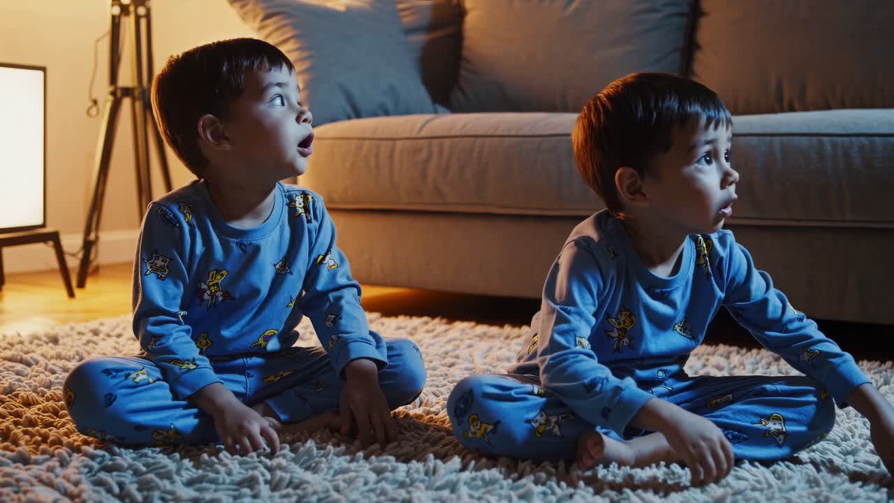 Twin Boys Watching TV