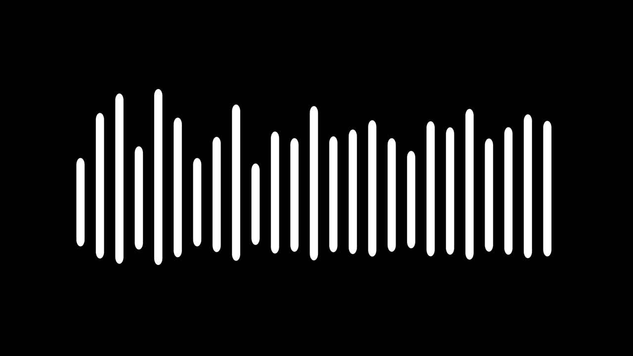 White Audio Equalizer Bars Pulsing on Black Background