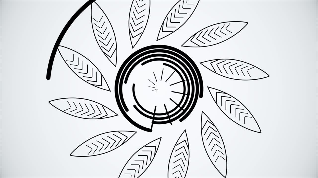 검은색과 색의 동심선으로 그림을 그리는 배경. 그림의 추상화