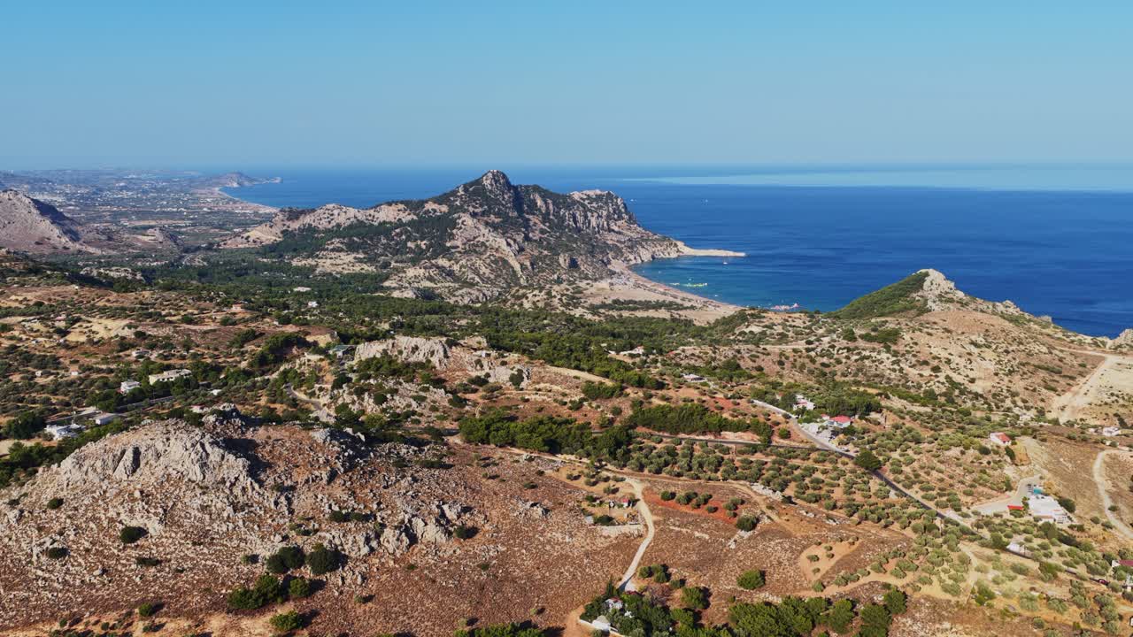 Aerial View of Rocky Mountain Landscape by the Sea