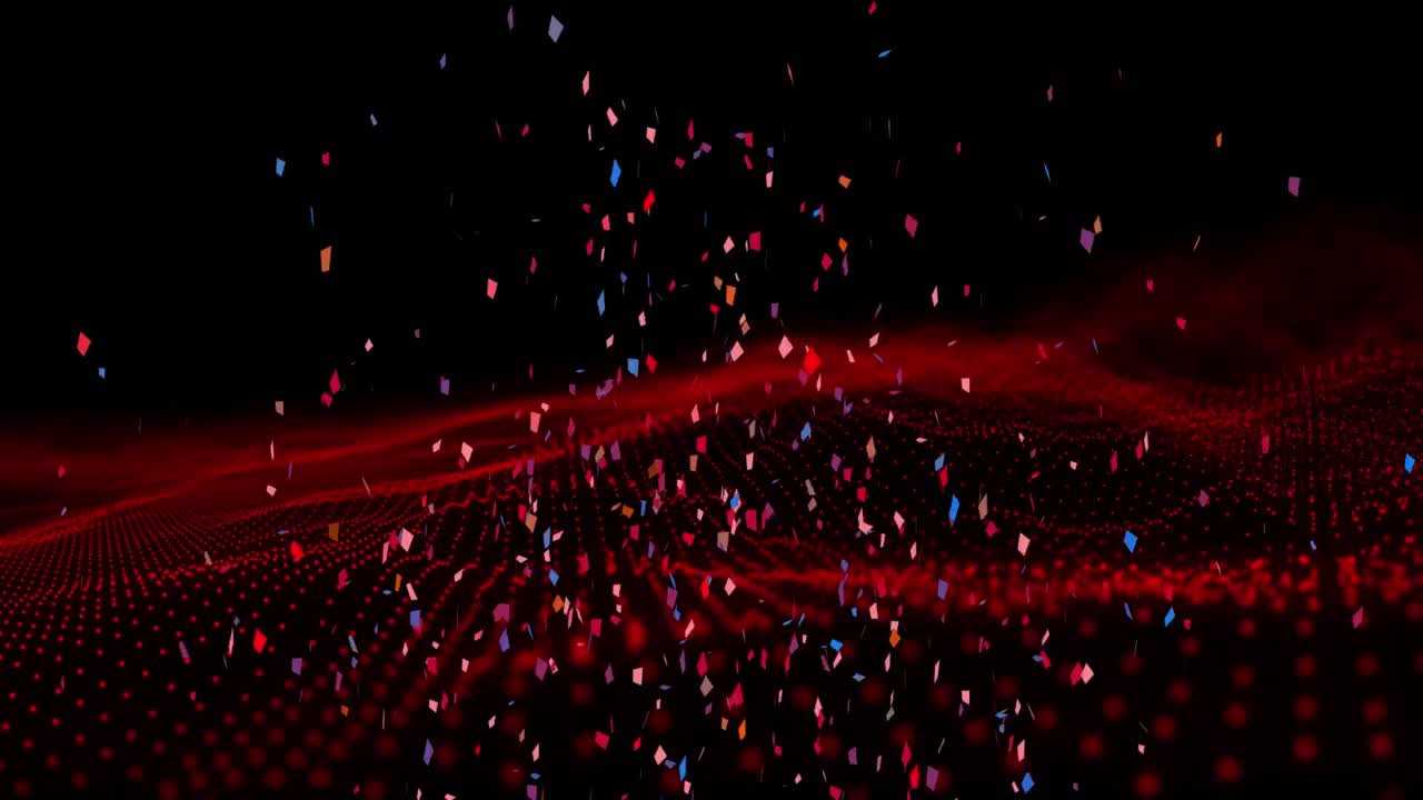 검은 바탕에 콘페티와 반점의 애니메이션