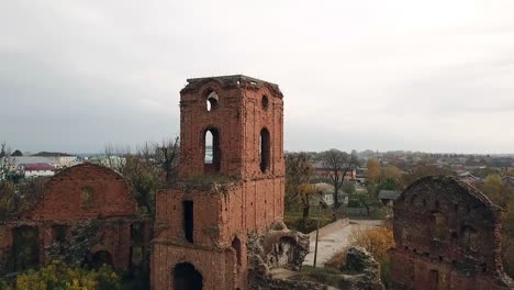 drone view of ruins in ukraine