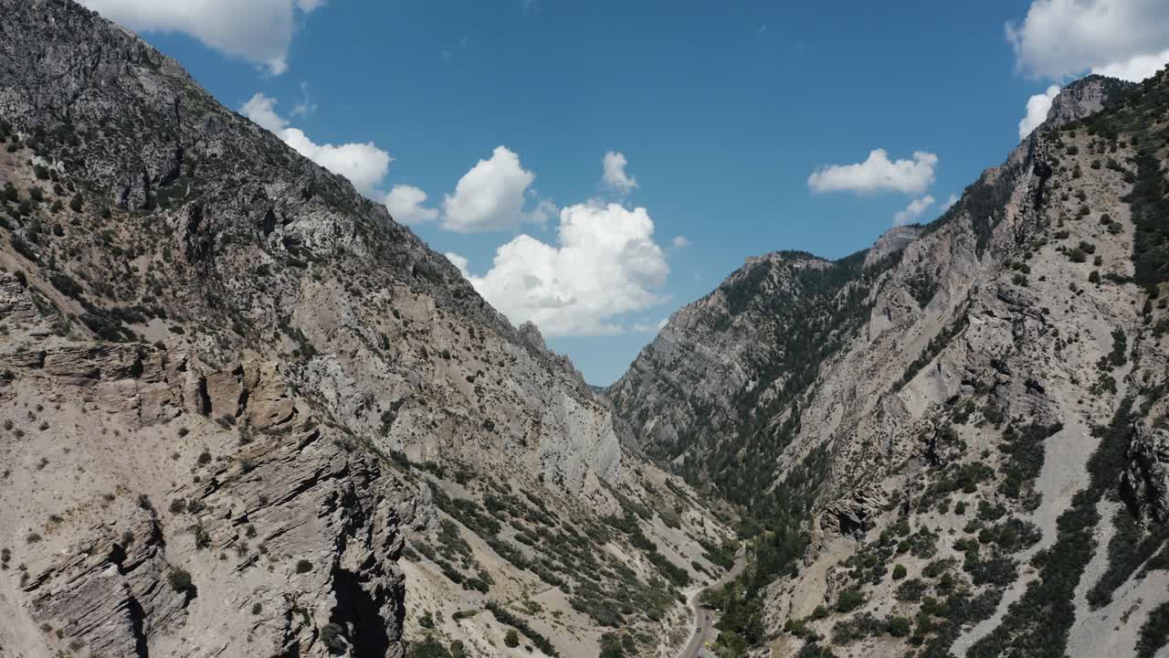 Drone shot of Utah's isolated mountains, including Mount Timpanogos
