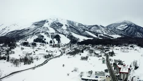 aerial view of snow in hakuba