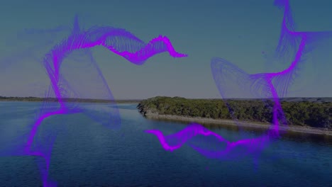 animación de la ola púrpura sobre el paisaje marino