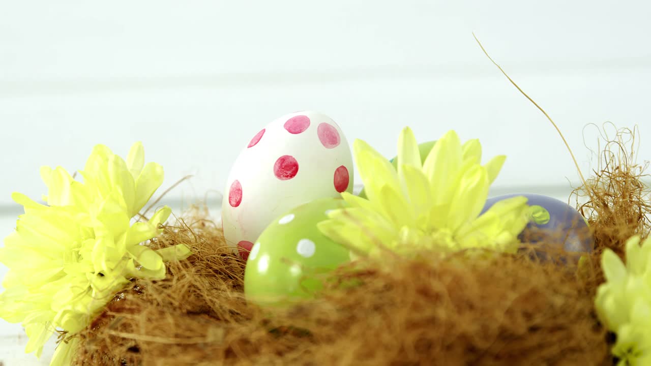 나무 표면 에 있는 둥지 에 그려진 이스터 달 ⁇