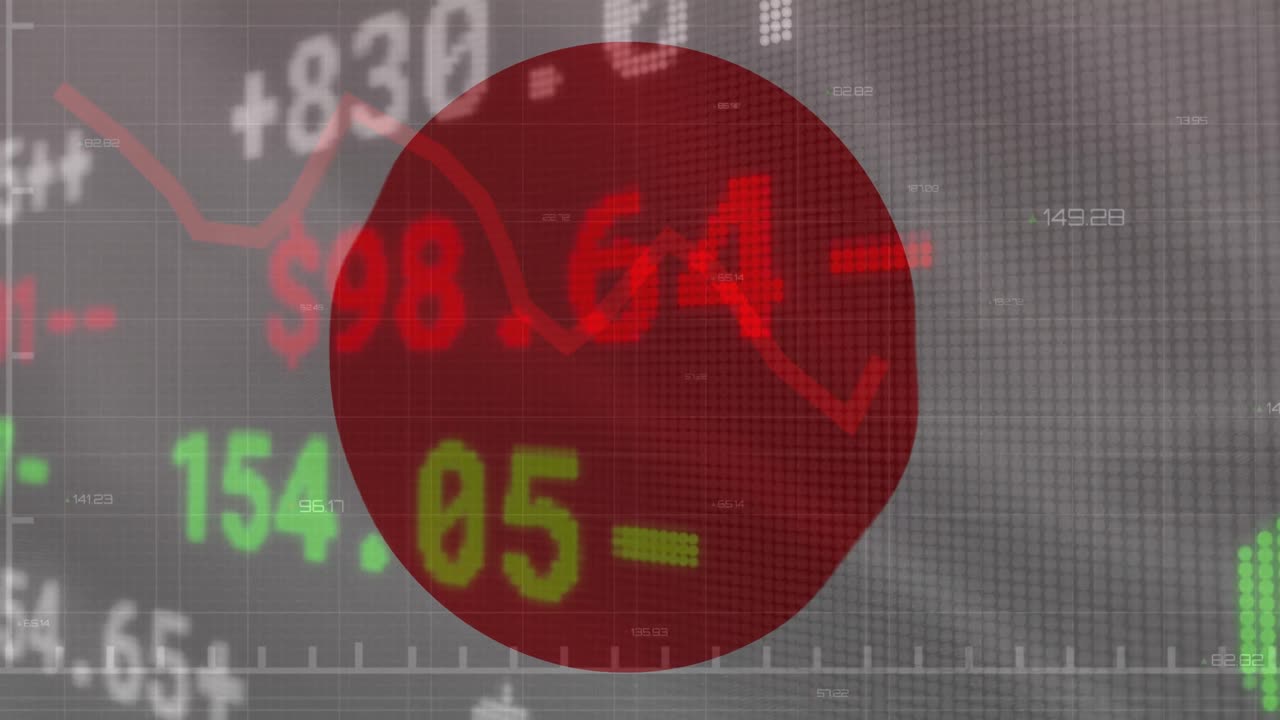 일본의  ⁇ 발 위에서 금융 통계 기록의 애니메이션