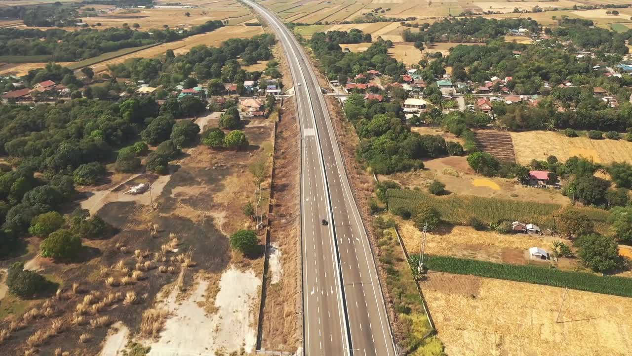 Aerial drone shot of an express highway