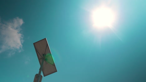 Street-lamp-with-solar-battery-against-the-sky