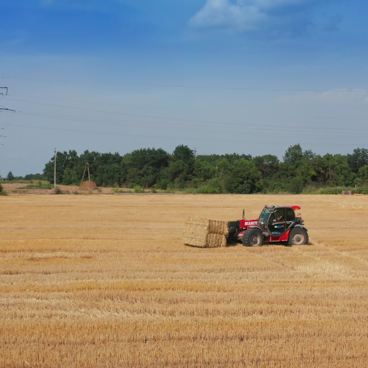 Landscape countryside harvesting. Machinery agricultural farming equipment