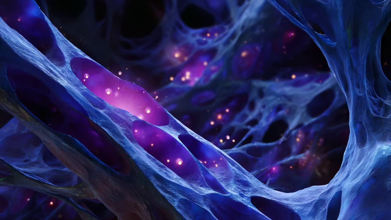 Visually Stunning Abstract Representation of Neural Network Structures with Vibrant Colors and Glowing Elements, Capturing the Essence of Biological Communication