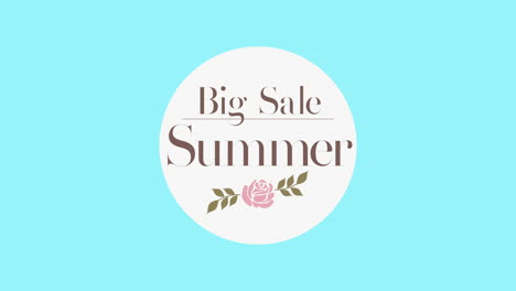 gran venta de verano con flores retro en círculo