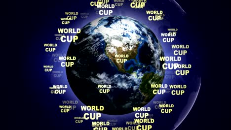 world cup text animation and earth, loop