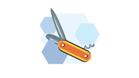 orange folding pocket knife illustration