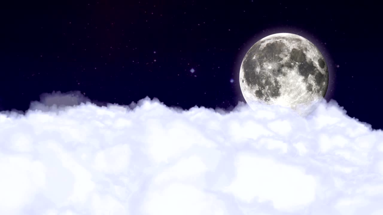구름, 달, 밤하늘에서 날아다니는, 애니메이션,