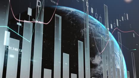 Animation-of-data-processing-and-statistics-over-globe