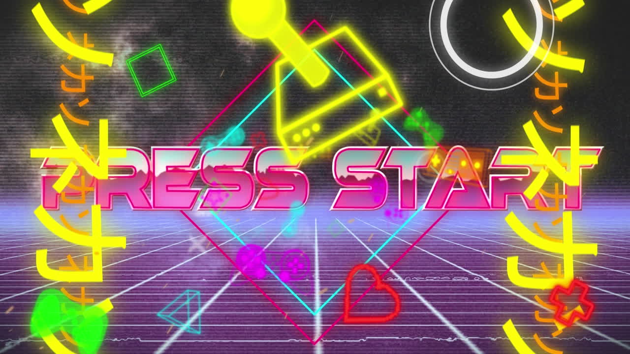 게임 아이콘 위에 시작 텍스트를 누르는 애니메이션