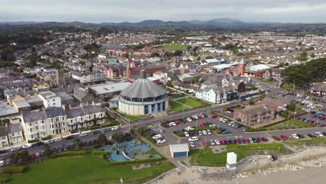 aerial view of the town of newcastle on a sunny day, county down, northern ireland