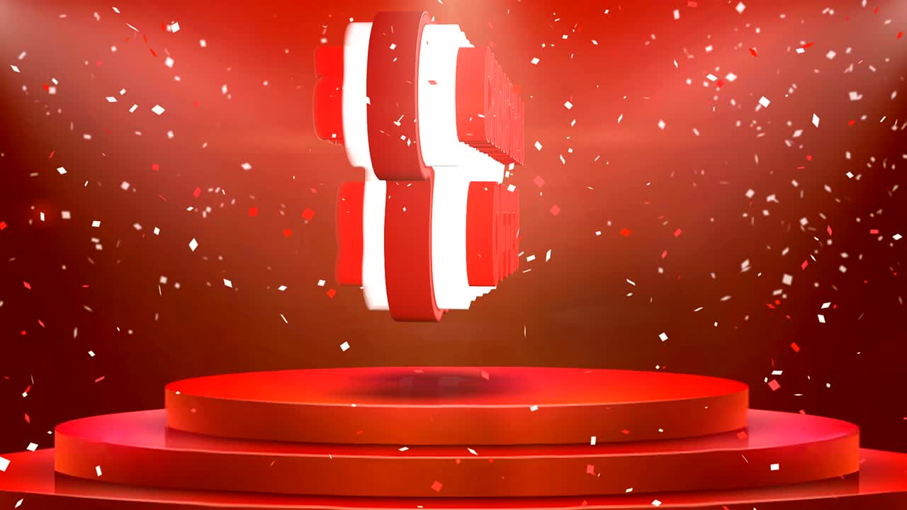 Christmas Offer Text Animation Stage Podium Confetti Loop Animation