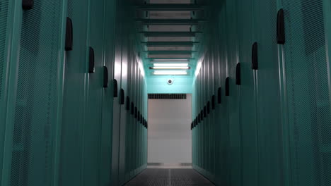 factory setting industrial data center with rows of yellow server cabinets control room, high-tech power and data systems, efficiency in manufacturing and energy management