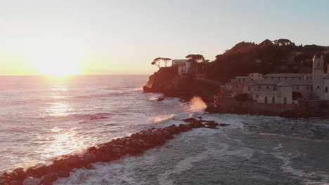 aerial of baia del silenzio, sestri levante, italy