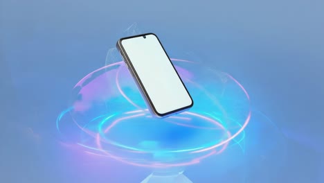 futuristic smartphone with glowing light rings