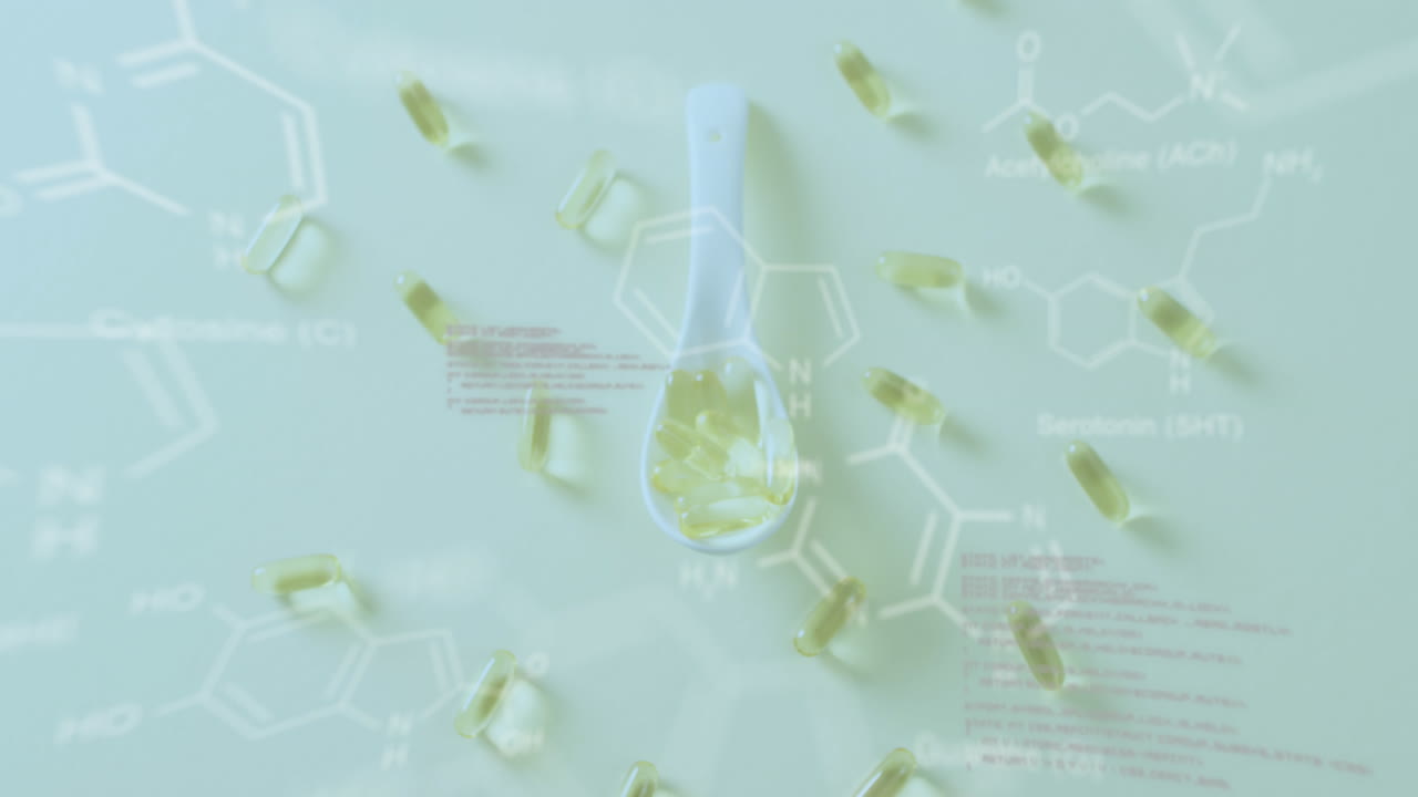 dna 스트랜드 다이어그램의 애니메이션과 데이터 처리는 알약을 통해